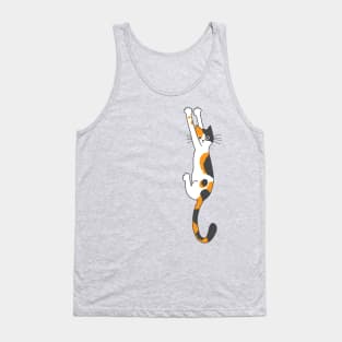 Calico Cat Hanging On Tank Top